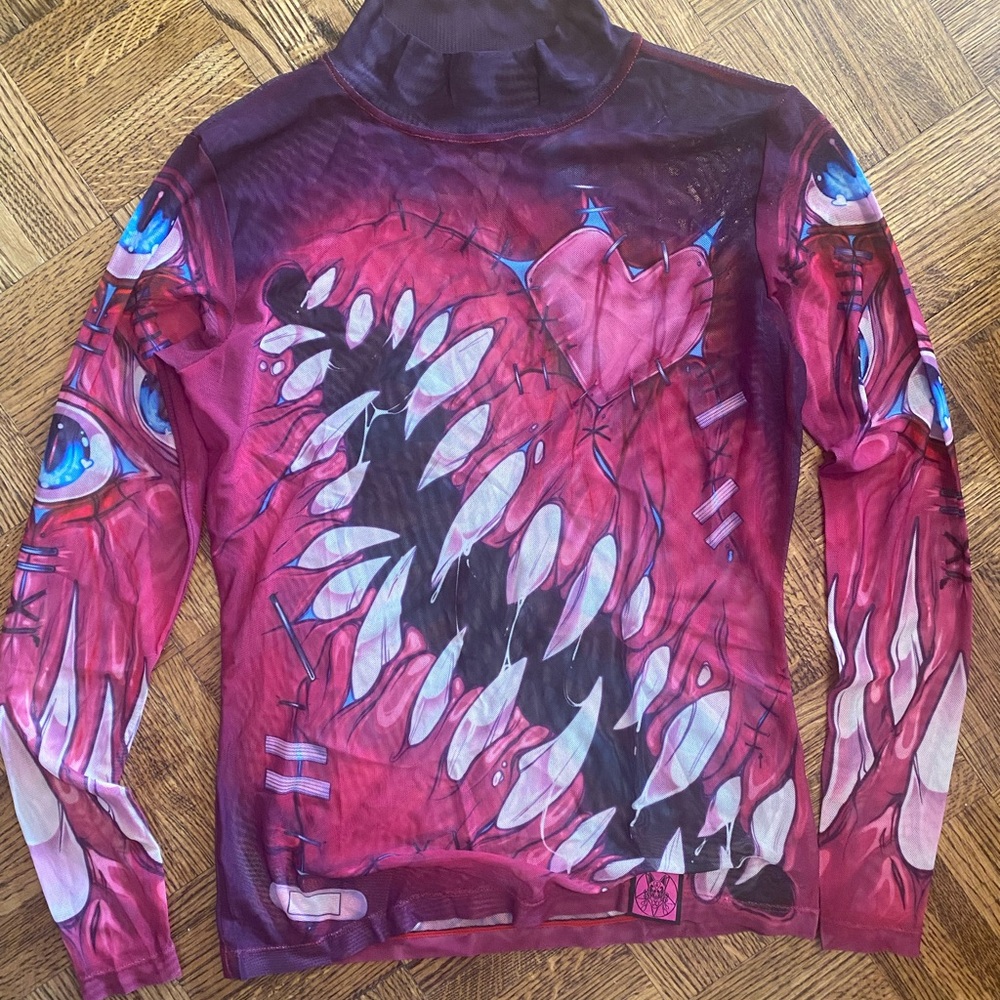 Vibrant Skeleton Design Mesh Top